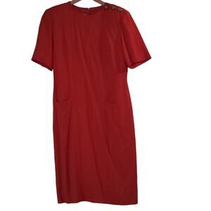 Vintage Nipon Boutique bold shoulder sheath linen blend dress with pockets